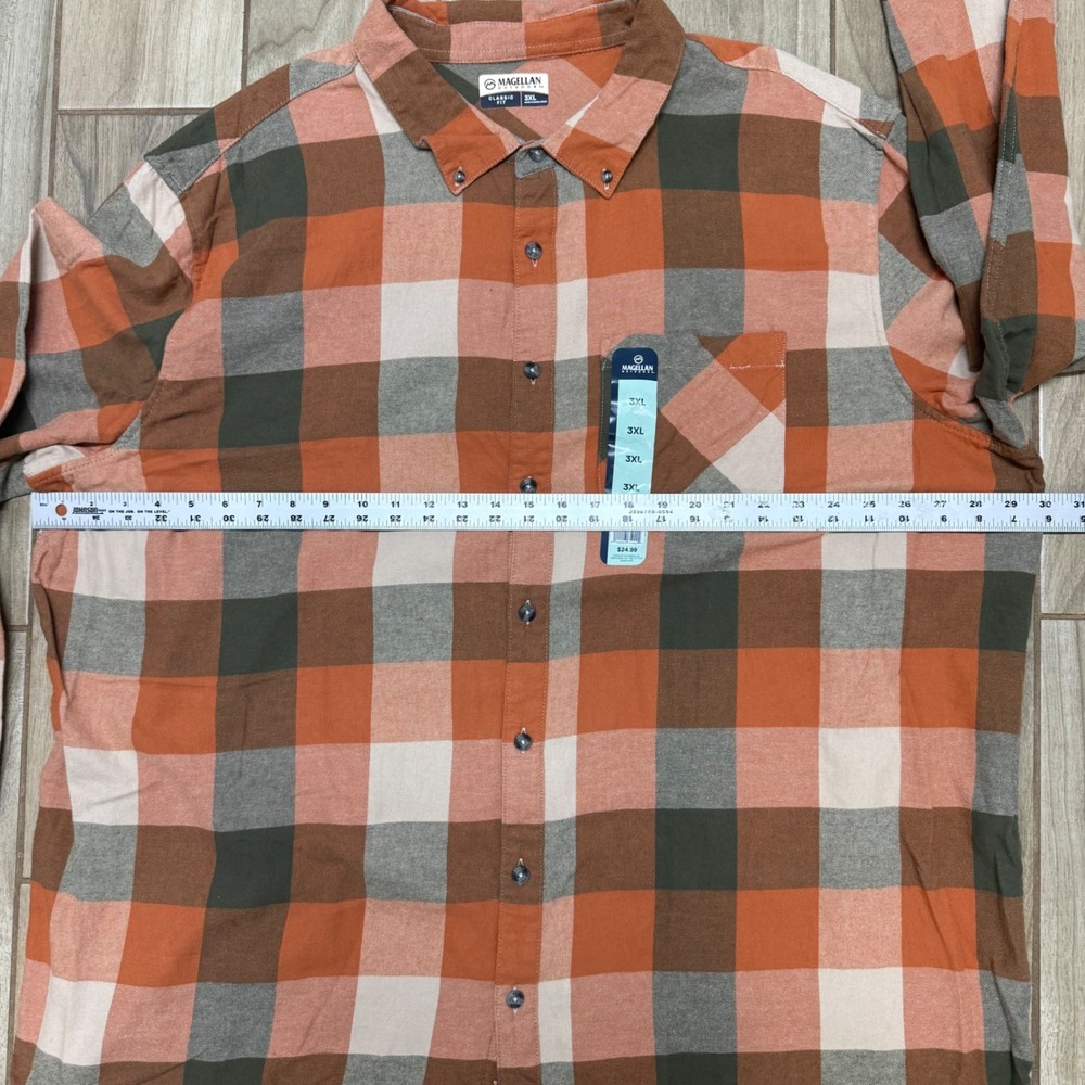 Magellan Outdoors Canyon Creek Flannel Shirt 3XL Amber Brown Plaid NWT - Picture 4 of 11
